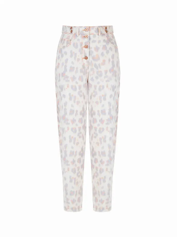 Leopard Print Mom Denim Pants Nocturne