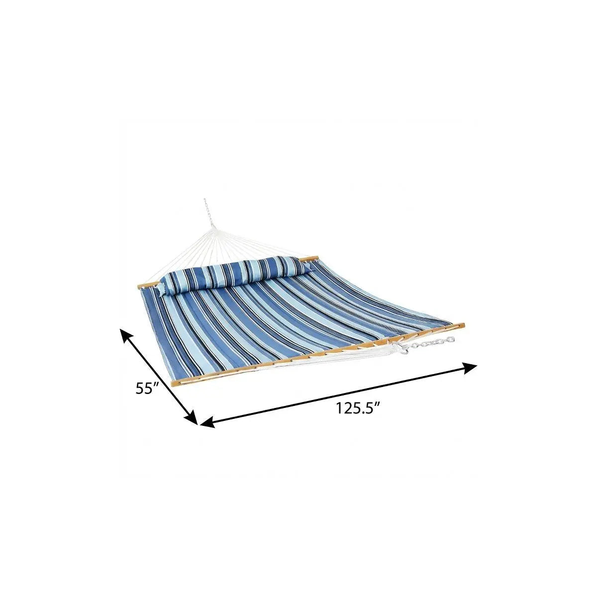 Light Blue And Dark Blue Striped Double Hammock Homeroots Outdoor