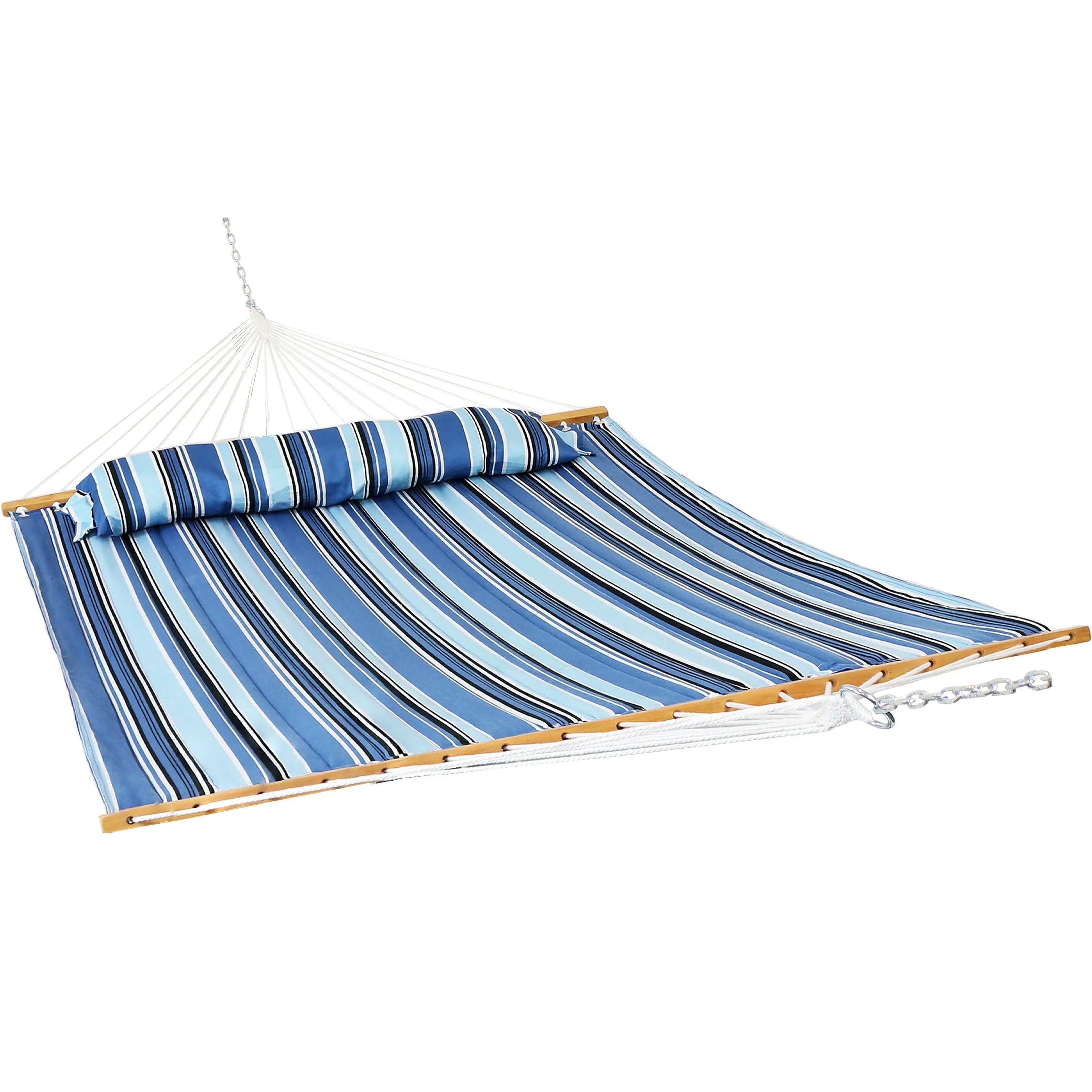 Light Blue And Dark Blue Striped Double Hammock Homeroots Outdoor