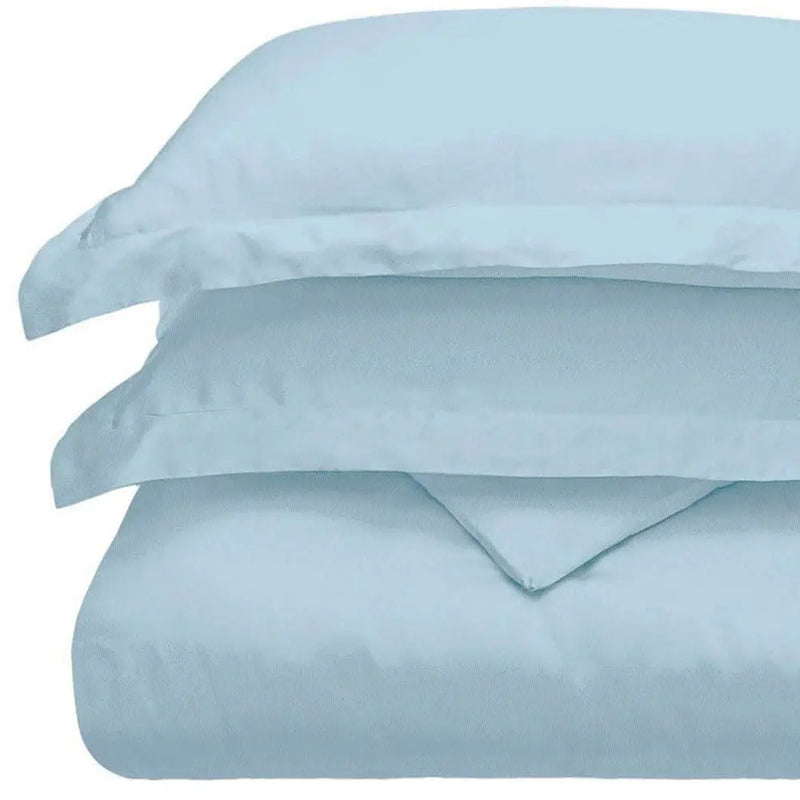 Light Blue King Cotton Blend Washable Duvet Cover Set With Two Shams Homeroots Bed & Bath