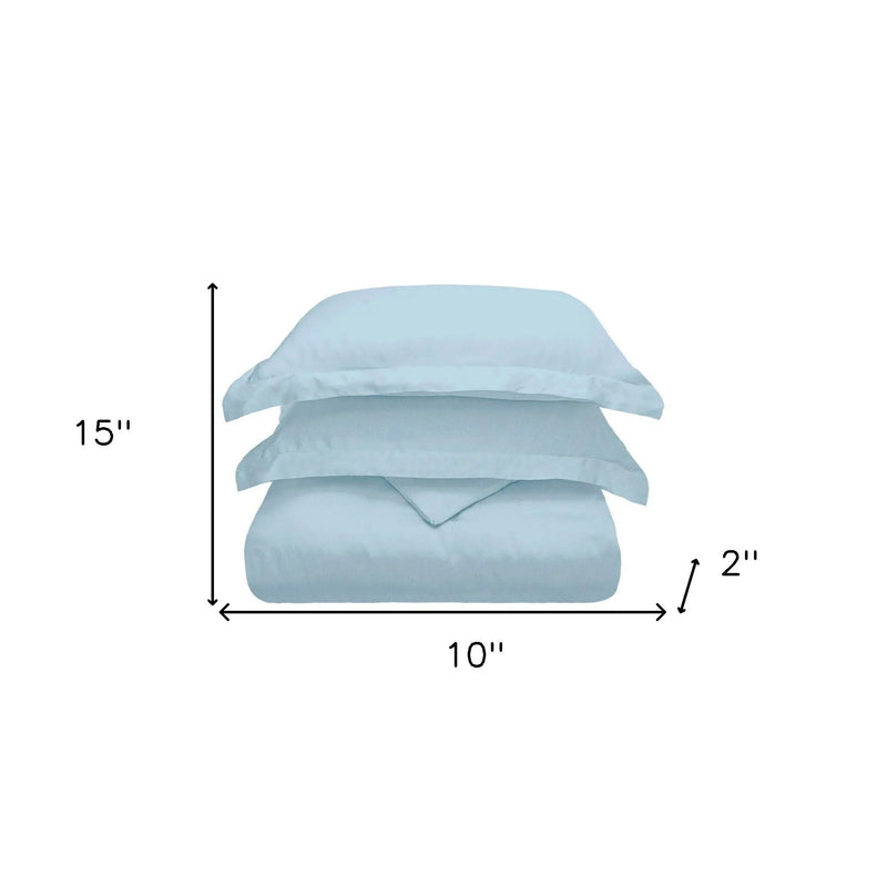 Light Blue King Cotton Blend Washable Duvet Cover Set With Two Shams Homeroots Bed & Bath
