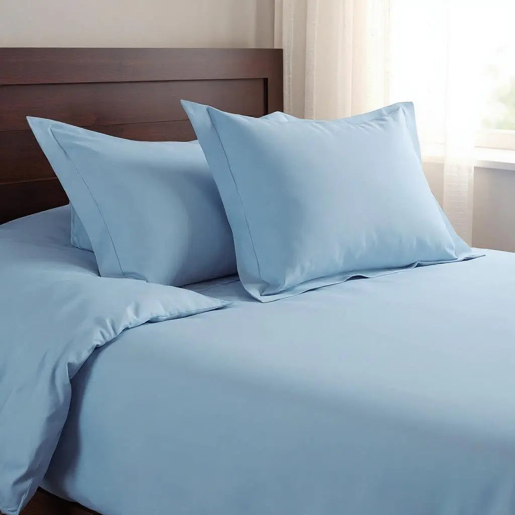 Light Blue Queen Cotton Washable Duvet Cover Set With Two Shams Homeroots Bed & Bath