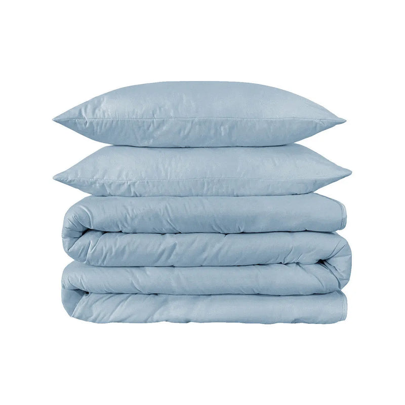Light Blue Queen Cotton Washable Duvet Cover Set With Two Shams Homeroots Bed & Bath