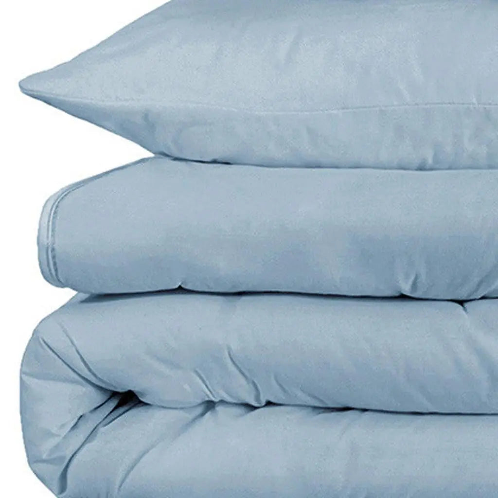 Light Blue Queen Cotton Washable Duvet Cover Set With Two Shams Homeroots Bed & Bath