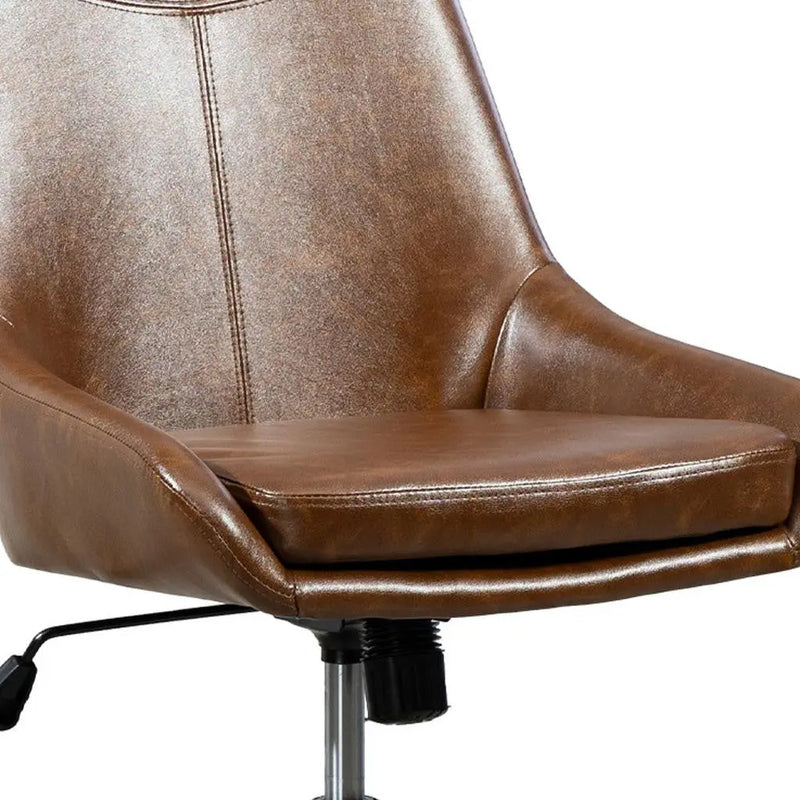 Light Brown and Black Adjustable Height Swivel Rolling Office Chair Homeroots Office