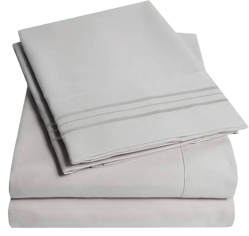 Light Color Embroidery Soft Sheet Set Wrinkle Resistant Home Mart Goods