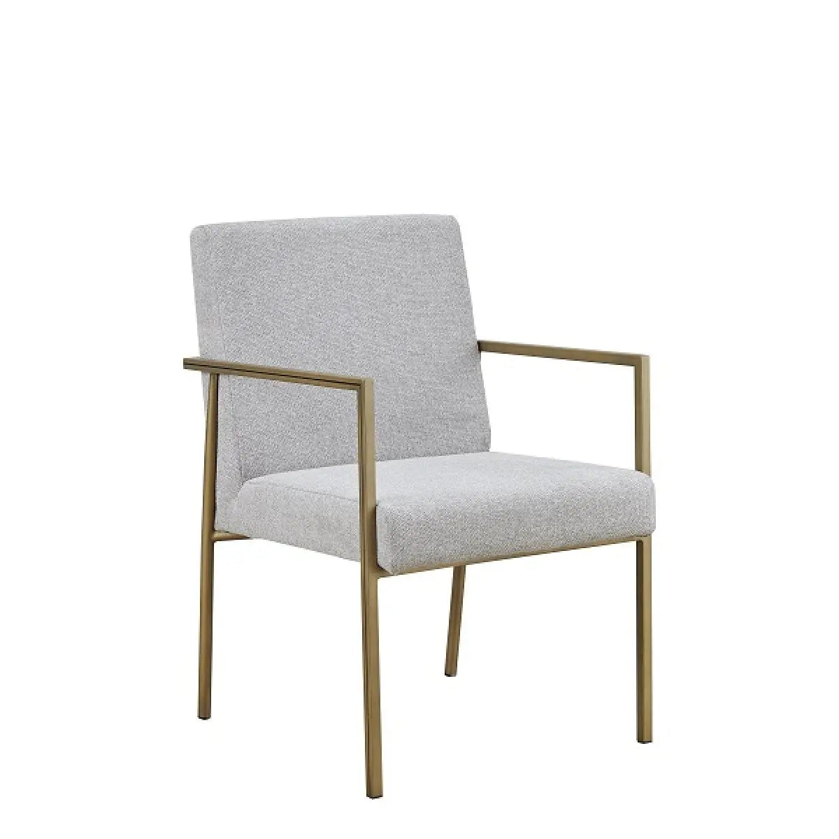 Light Gray And Brass Upholstered Fabric Dining Arm Chair Homeroots Kitchen & Dining