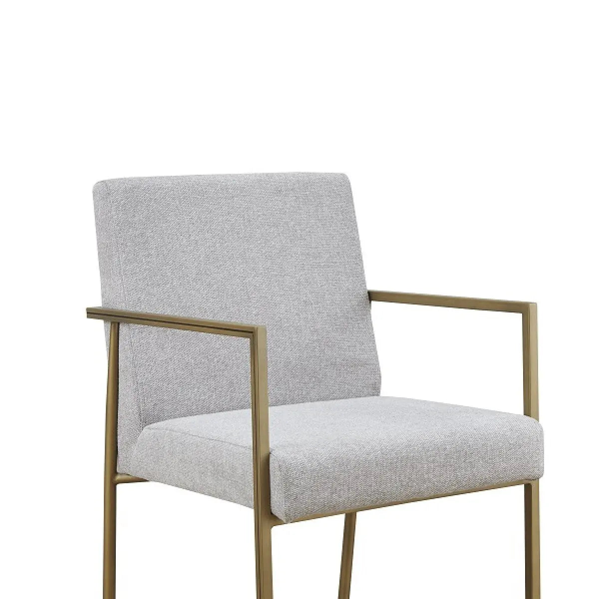 Light Gray And Brass Upholstered Fabric Dining Arm Chair Homeroots Kitchen & Dining