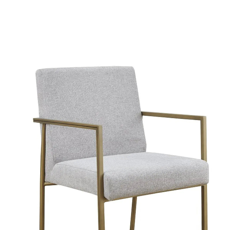 Light Gray And Brass Upholstered Fabric Dining Arm Chair Homeroots Kitchen & Dining