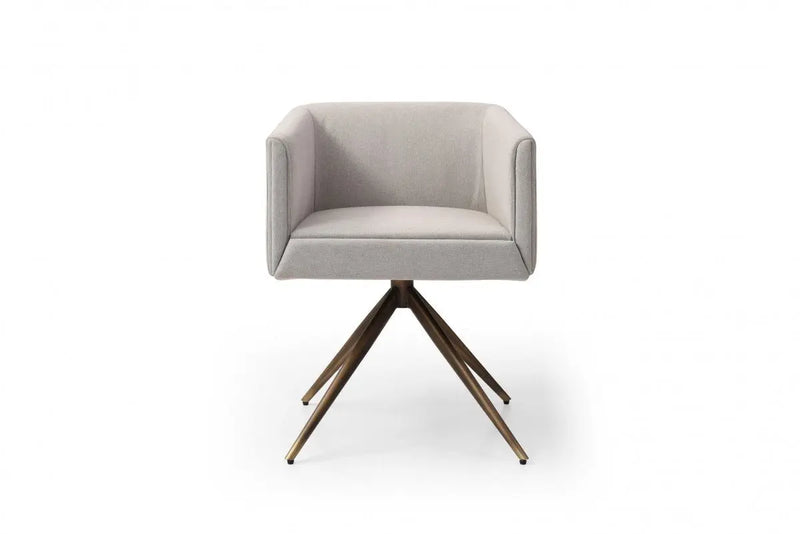 Light Gray And Brass Upholstered Fabric Dining Arm Chair Homeroots Kitchen & Dining