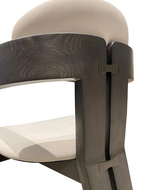 Light Gray And Dark Gray Upholstered Faux Leather Open Back Dining Arm Chair Homeroots Kitchen & Dining