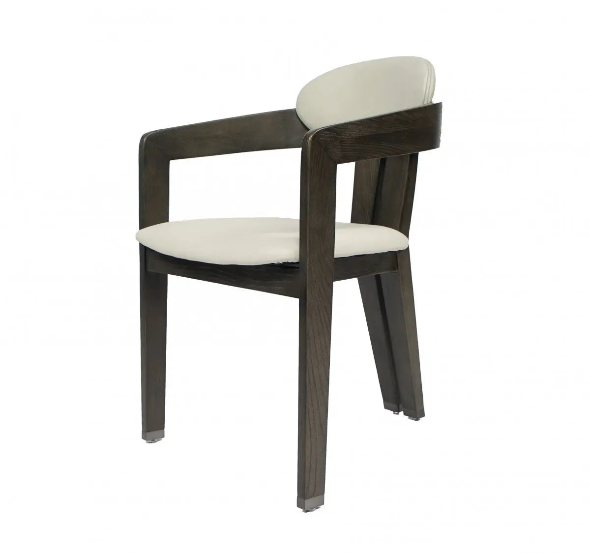 Light Gray And Dark Gray Upholstered Faux Leather Open Back Dining Arm Chair Homeroots Kitchen & Dining