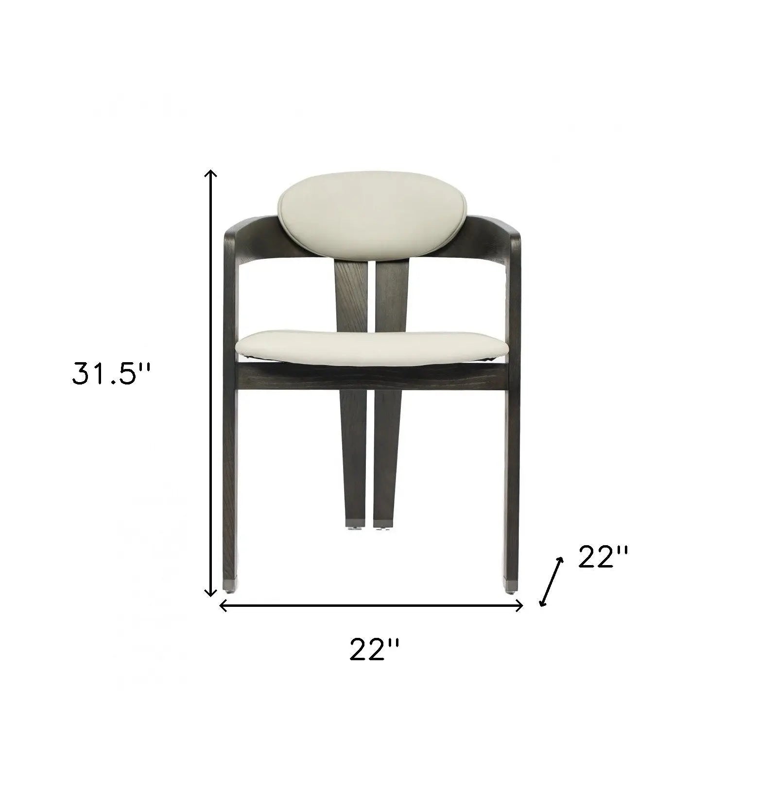 Light Gray And Dark Gray Upholstered Faux Leather Open Back Dining Arm Chair Homeroots Kitchen & Dining