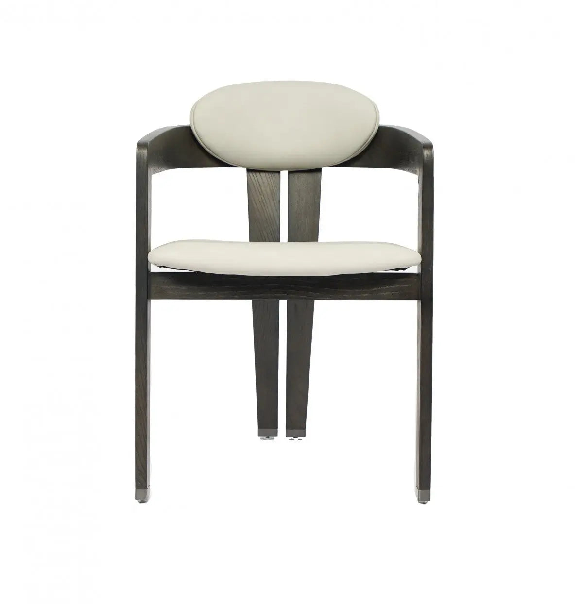 Light Gray And Dark Gray Upholstered Faux Leather Open Back Dining Arm Chair Homeroots Kitchen & Dining