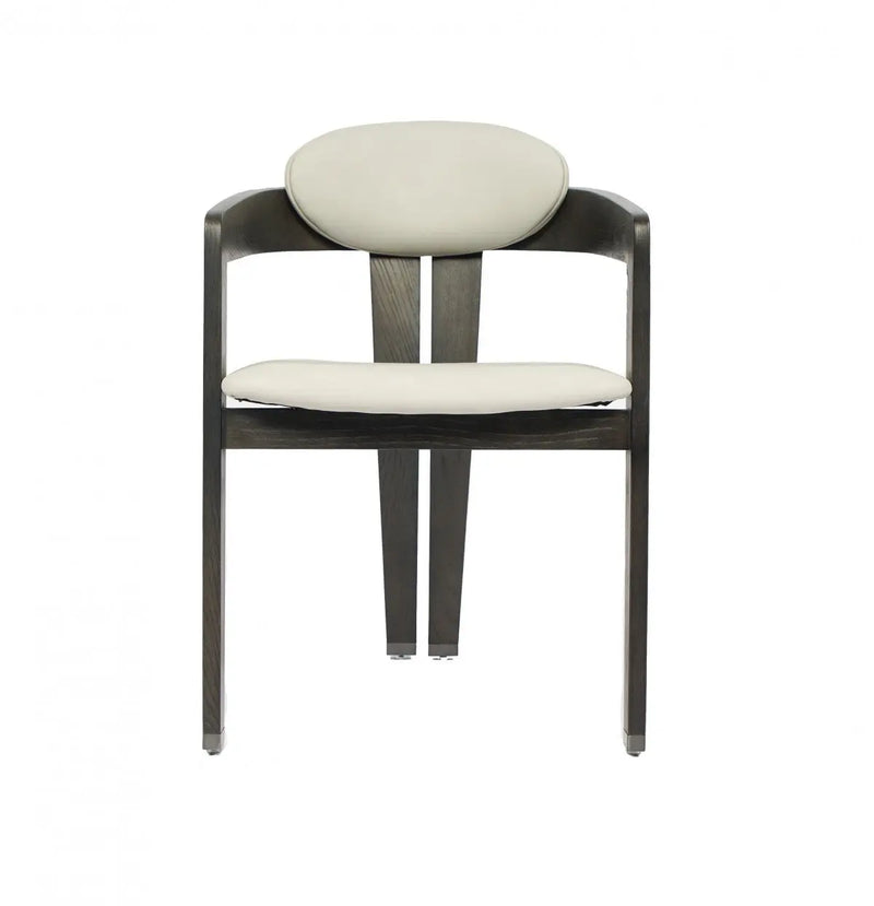 Light Gray And Dark Gray Upholstered Faux Leather Open Back Dining Arm Chair Homeroots Kitchen & Dining