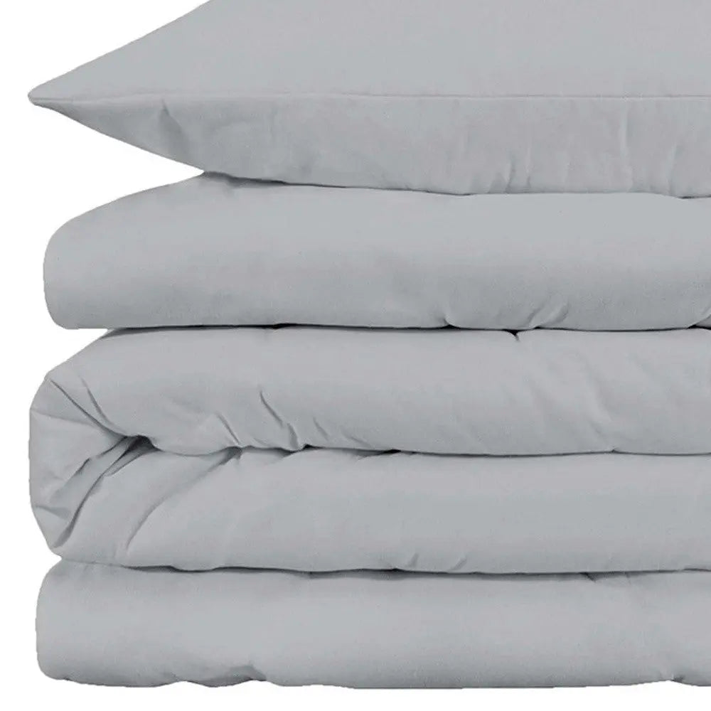 Light Gray King Cotton Blend 1000 Thread Count Washable Duvet Cover Set Homeroots Bed & Bath