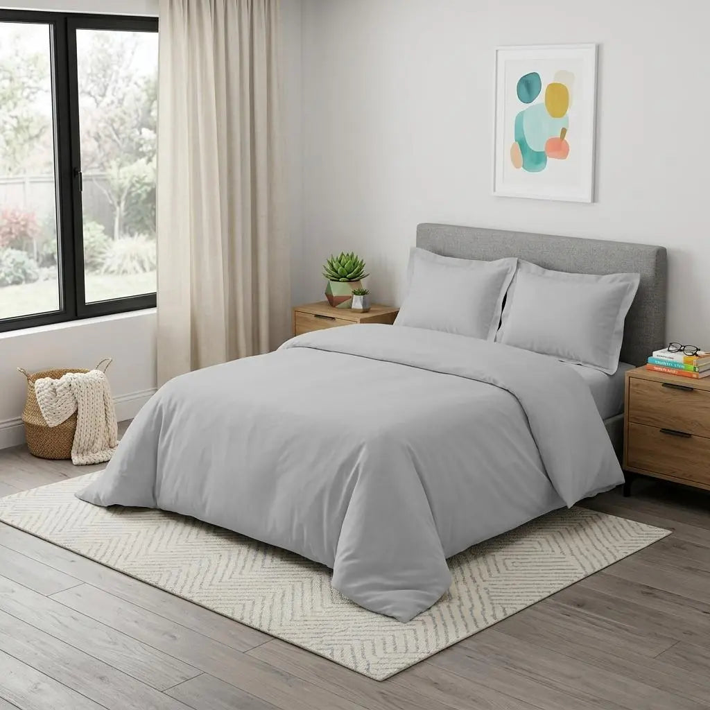 Light Gray King Cotton Blend 1000 Thread Count Washable Duvet Cover Set Homeroots Bed & Bath