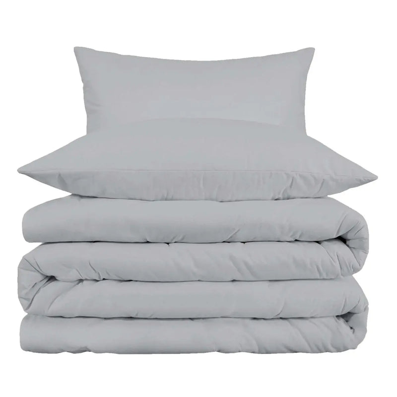 Light Gray Queen Cotton Blend Washable Duvet Cover Set Homeroots Bed & Bath