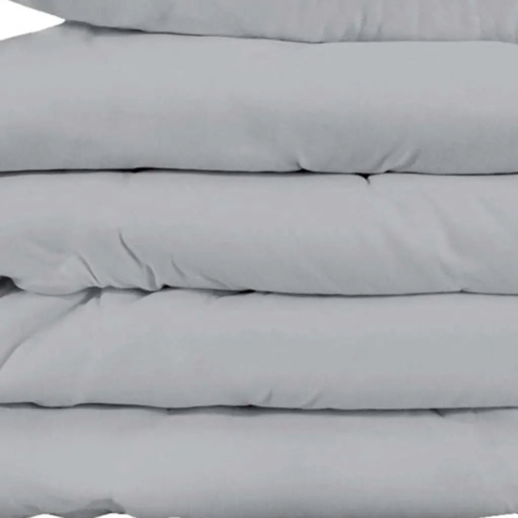 Light Gray Queen Cotton Blend Washable Duvet Cover Set Homeroots Bed & Bath