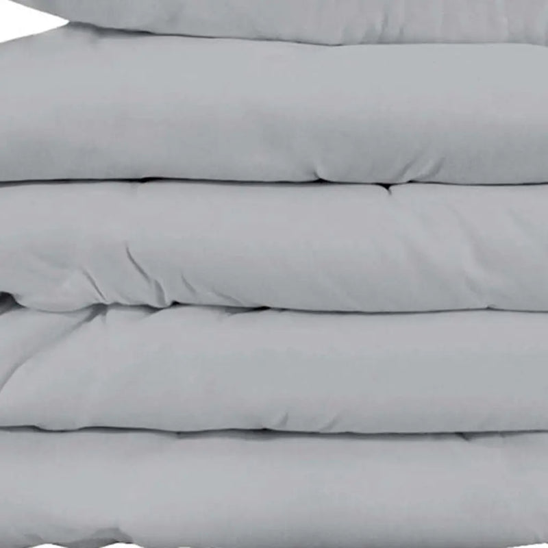 Light Gray Queen Cotton Blend Washable Duvet Cover Set Homeroots Bed & Bath