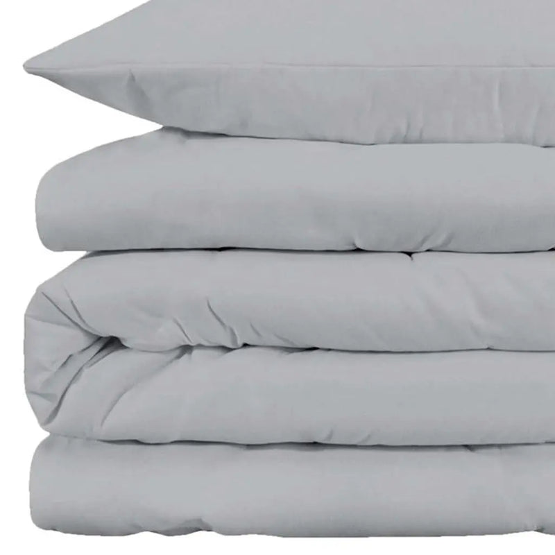 Light Gray Queen Cotton Blend Washable Duvet Cover Set Homeroots Bed & Bath