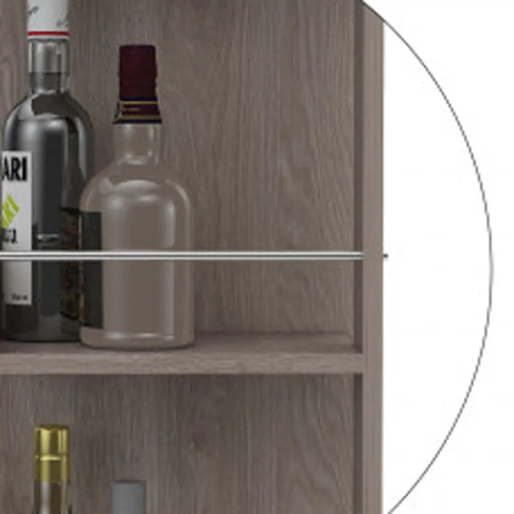 Light Gray Rolling Bar Cart With Wine Storage - GreatEagleInc