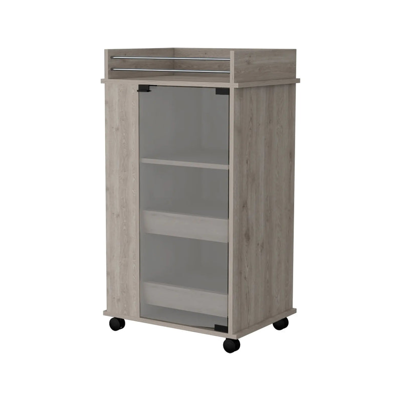 Light Gray Rolling Bar Cart With Wine Storage Homeroots Kitchen & Dining