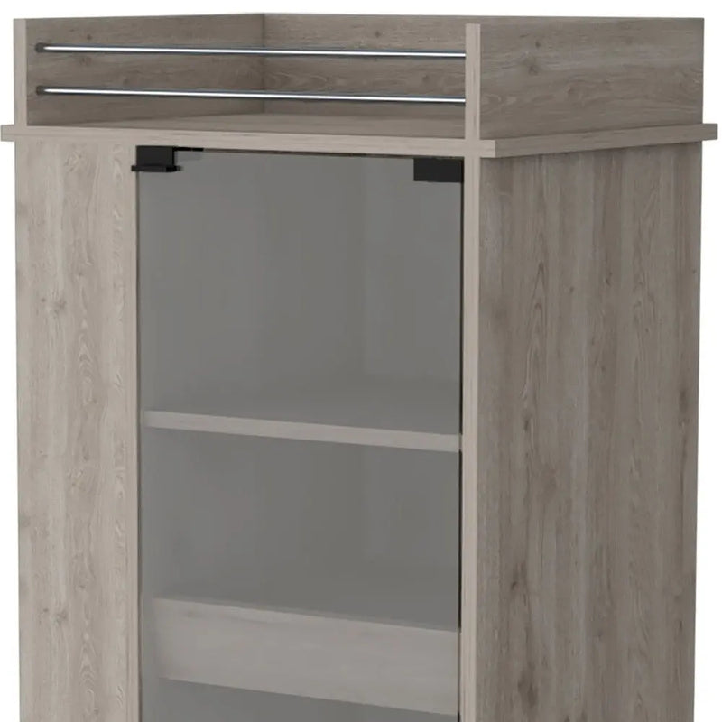 Light Gray Rolling Bar Cart With Wine Storage Homeroots Kitchen & Dining