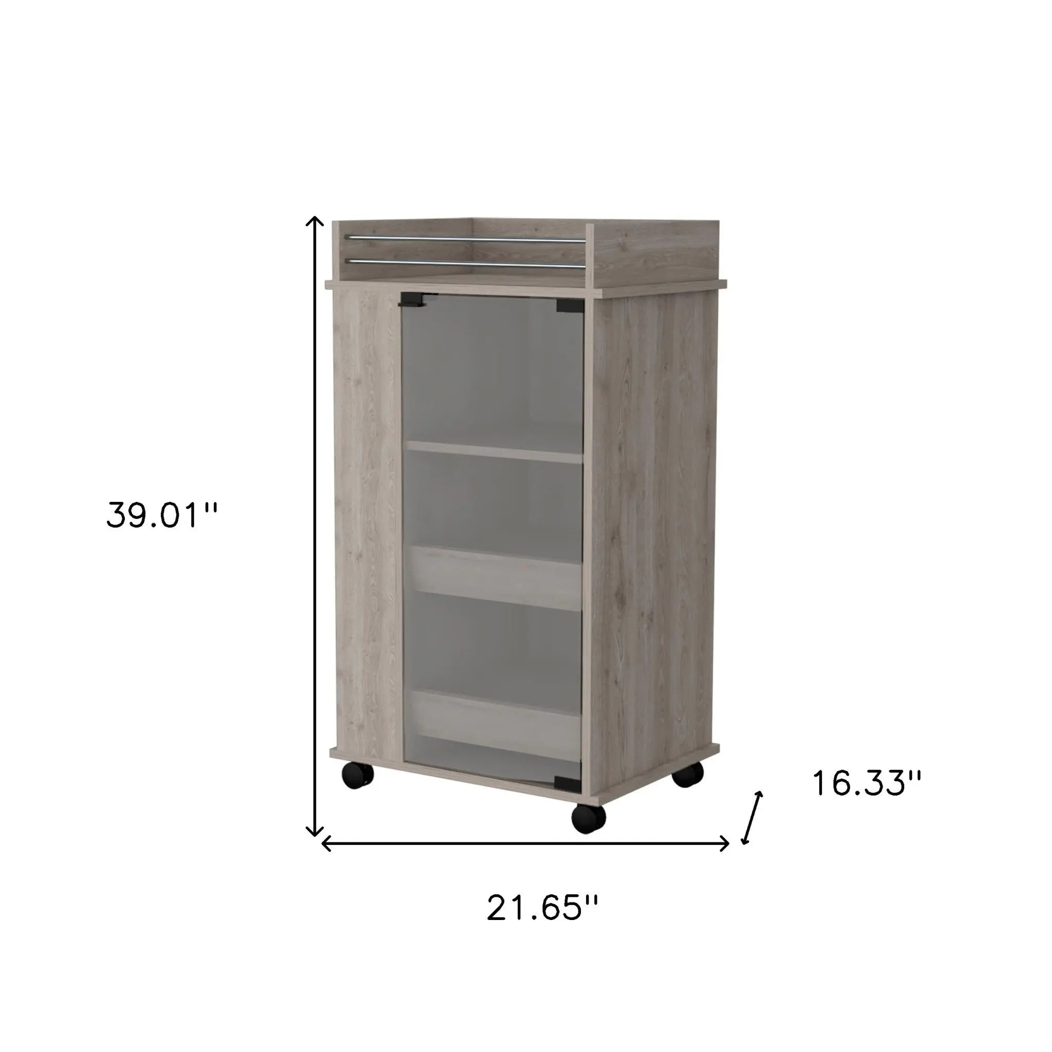 Light Gray Rolling Bar Cart With Wine Storage Homeroots Kitchen & Dining
