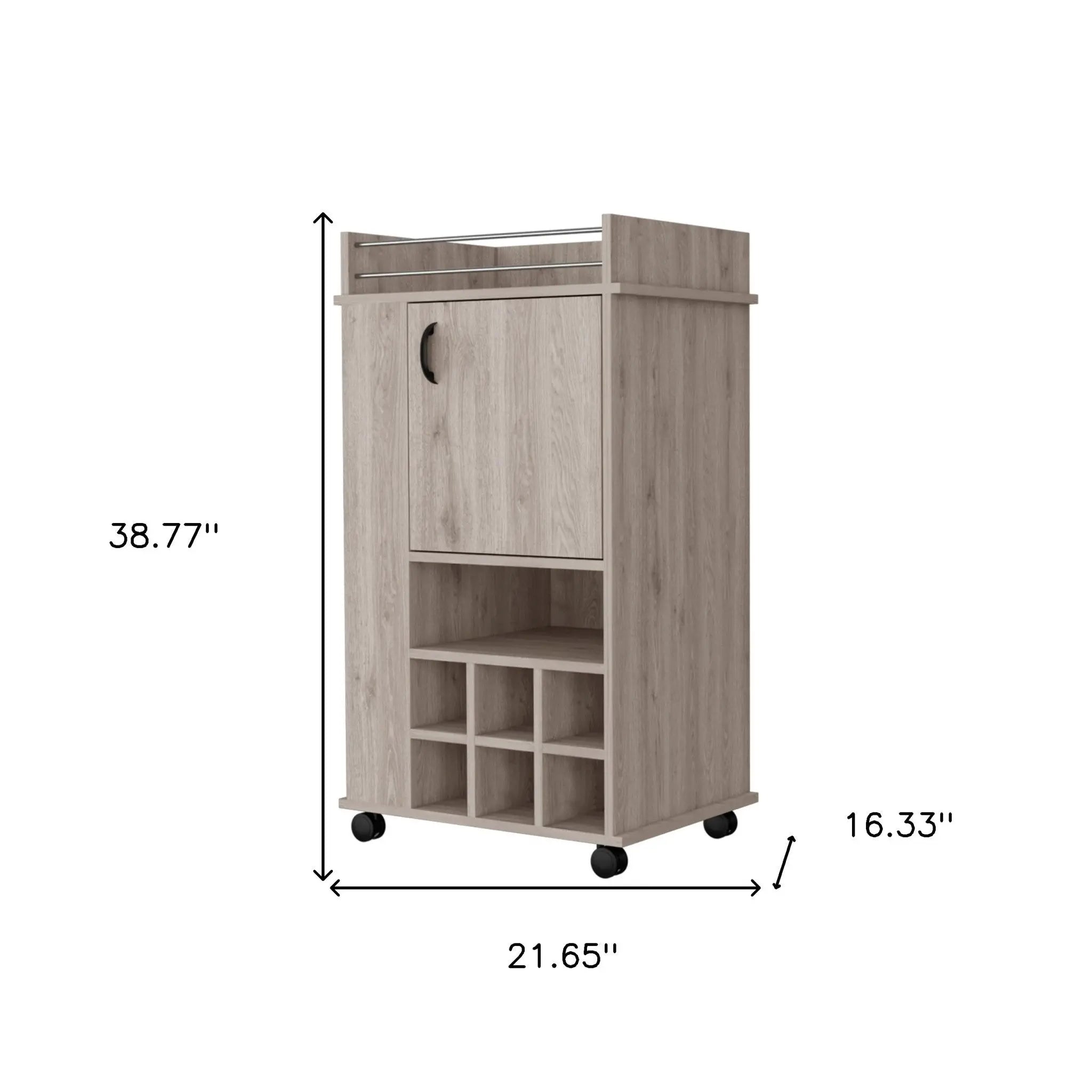 Light Gray Rolling Bar Cart With Wine Storage Homeroots Kitchen & Dining