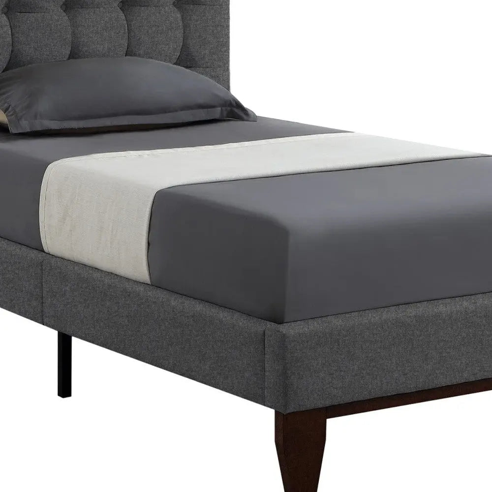 Light Gray Solid Wood Full Tufted Upholstered Linen Bed Homeroots Bed & Bath