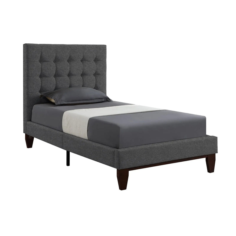 Light Gray Solid Wood Full Tufted Upholstered Linen Bed Homeroots Bed & Bath