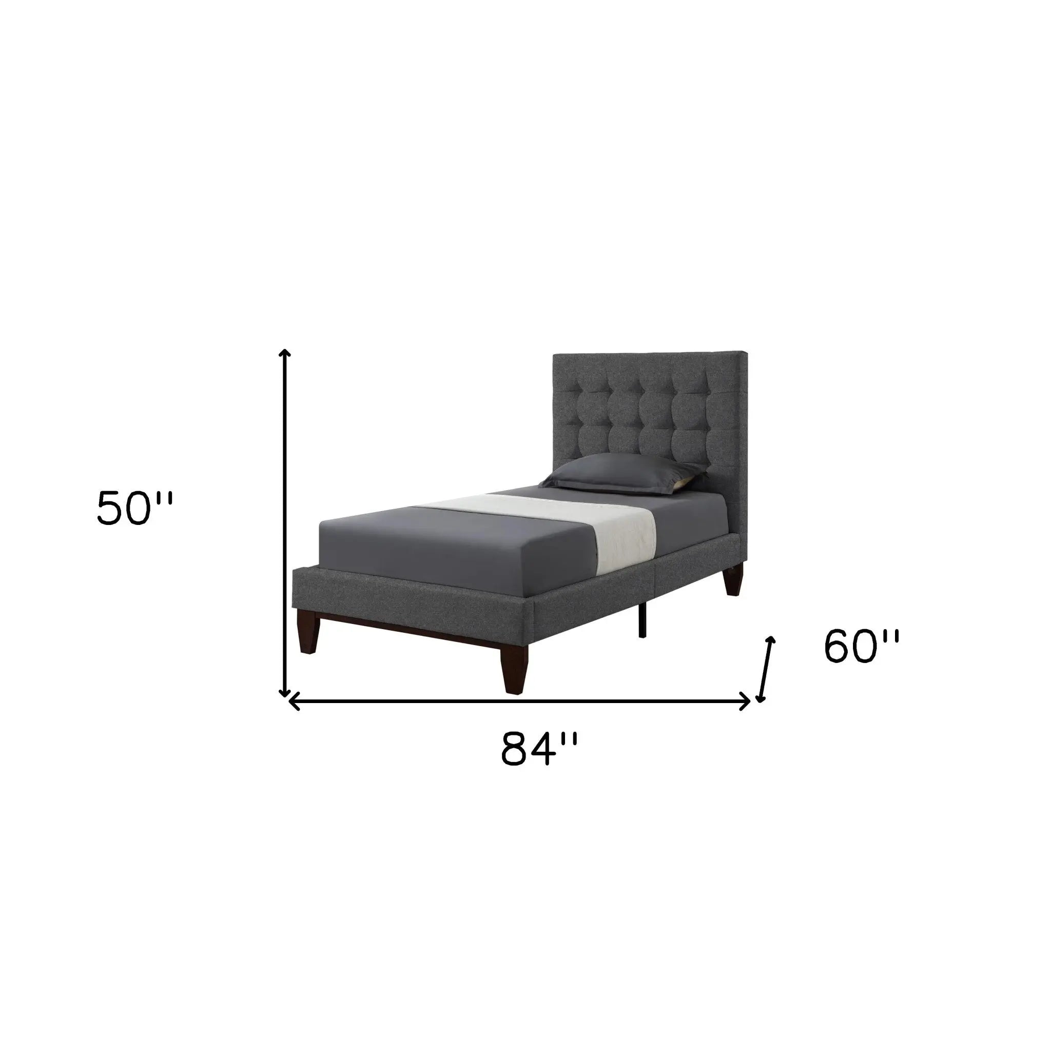 Light Gray Solid Wood Full Tufted Upholstered Linen Bed Homeroots Bed & Bath