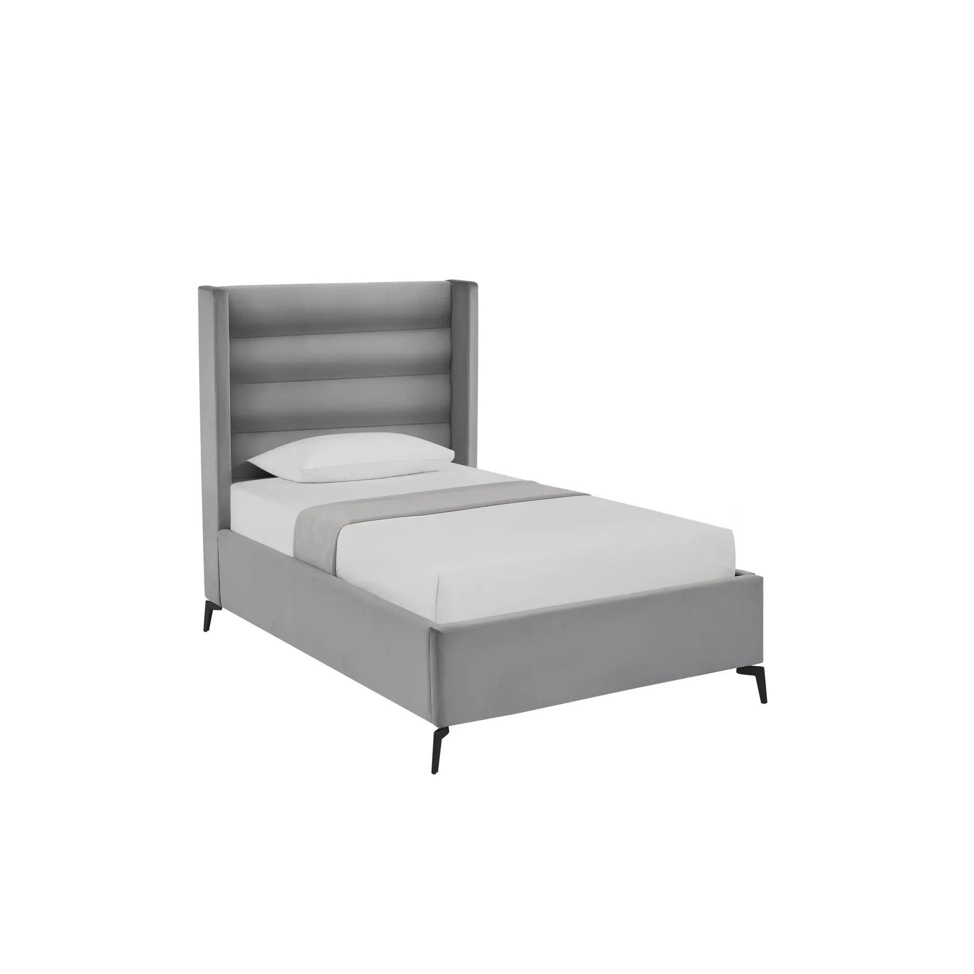 Light Gray Velvet Upholstered Full Bed Frame Homeroots Bed & Bath