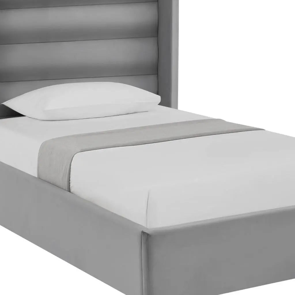 Light Gray Velvet Upholstered Full Bed Frame Homeroots Bed & Bath