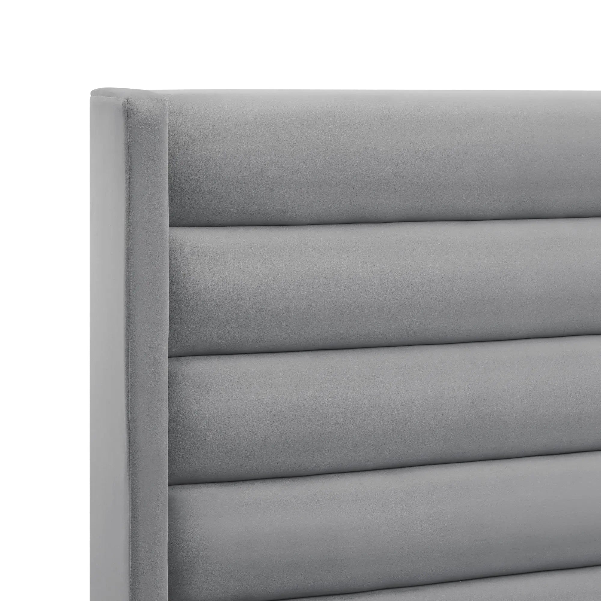 Light Gray Velvet Upholstered King Bed Frame Homeroots Bed & Bath