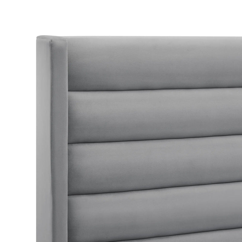 Light Gray Velvet Upholstered King Bed Frame Homeroots Bed & Bath