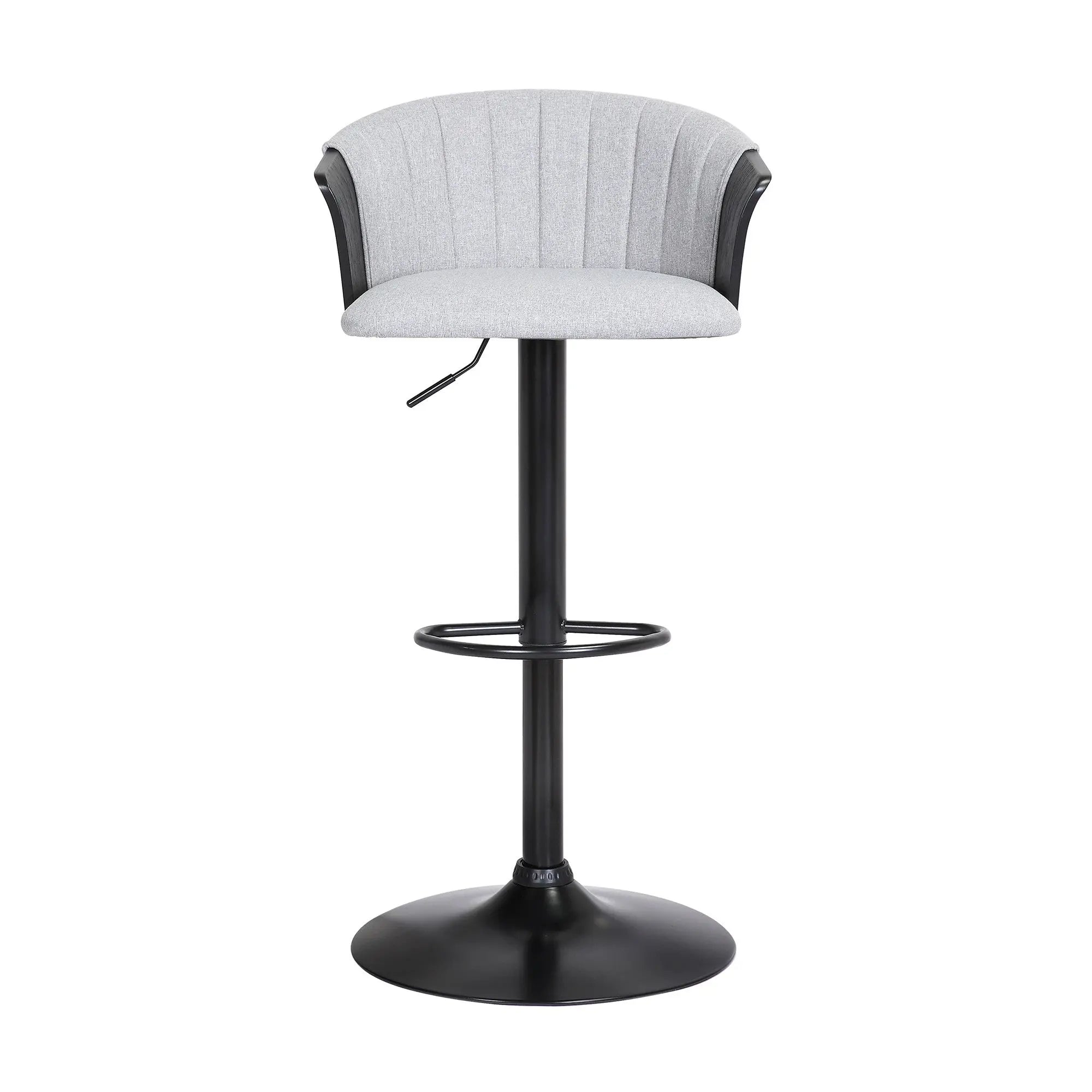 Light Gray and Black Fabric with Metal Swivel Adjustable Height Bar Chair Homeroots Living Room