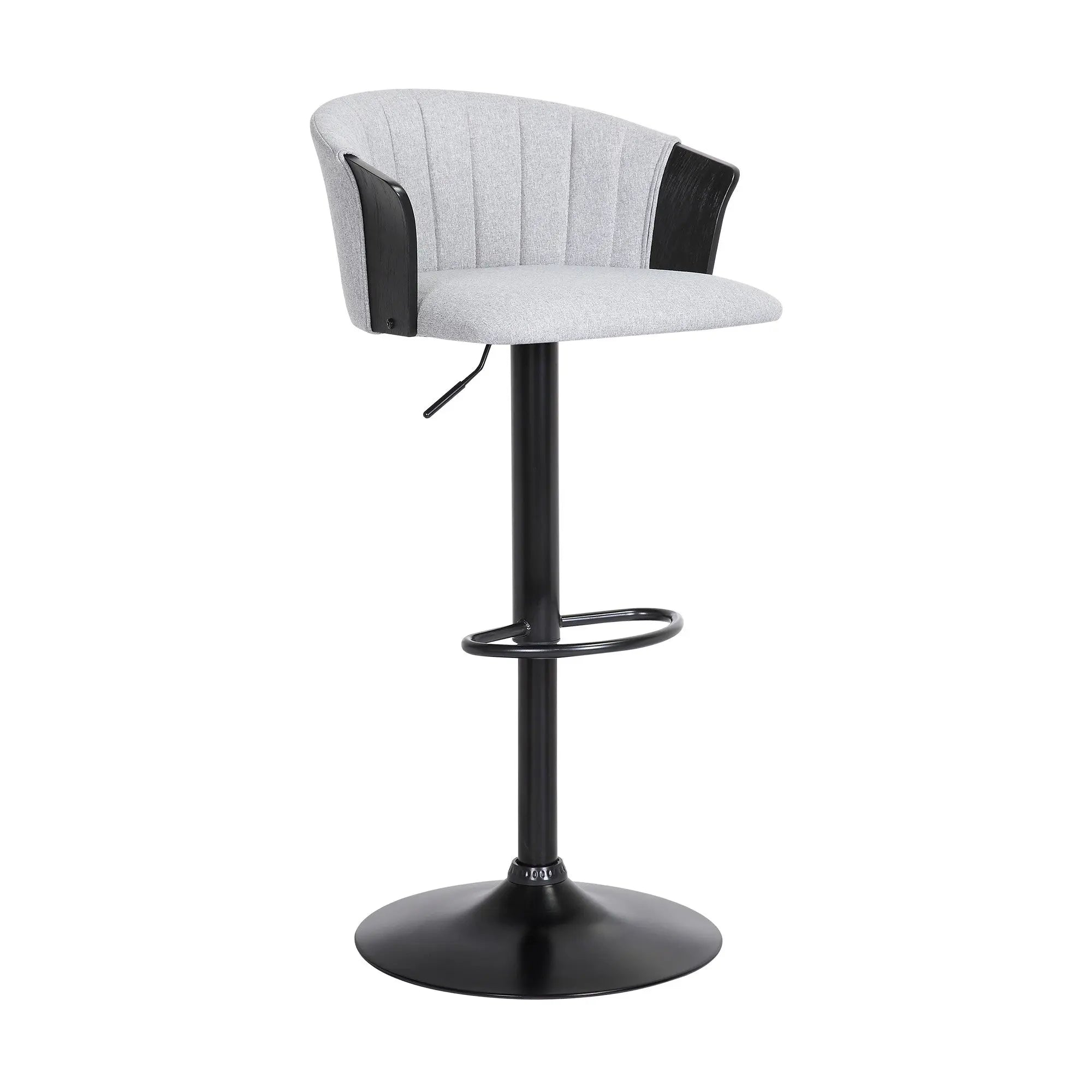 Light Gray and Black Fabric with Metal Swivel Adjustable Height Bar Chair Homeroots Living Room