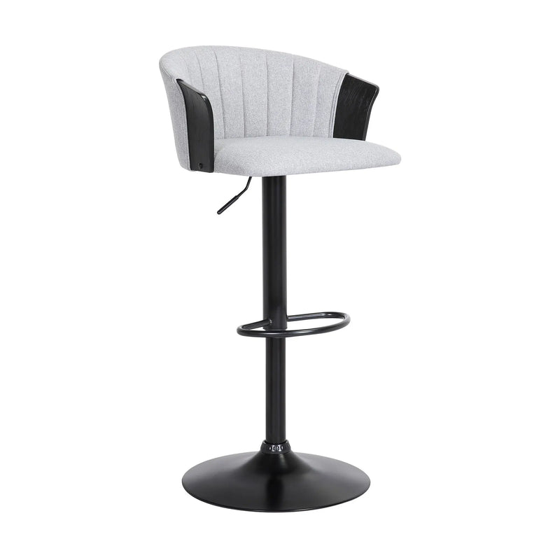 Light Gray and Black Fabric with Metal Swivel Adjustable Height Bar Chair Homeroots Living Room