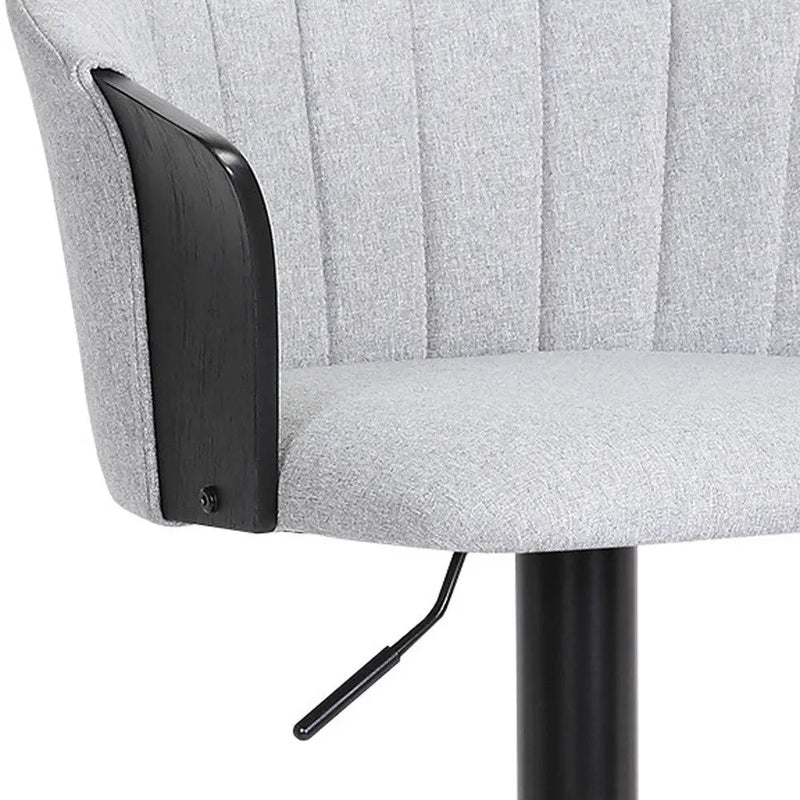 Light Gray and Black Fabric with Metal Swivel Adjustable Height Bar Chair Homeroots Living Room