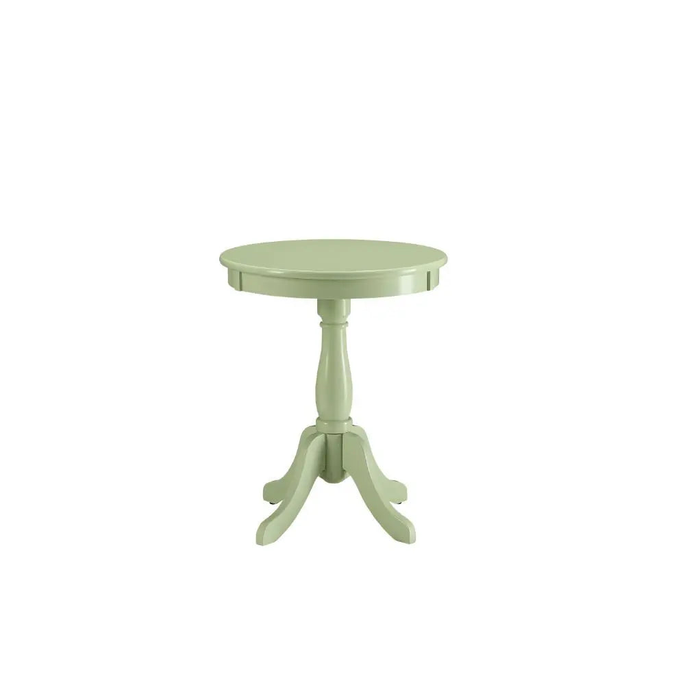 Light Green Solid Wooden Pedestal Side Table Homeroots Living Room