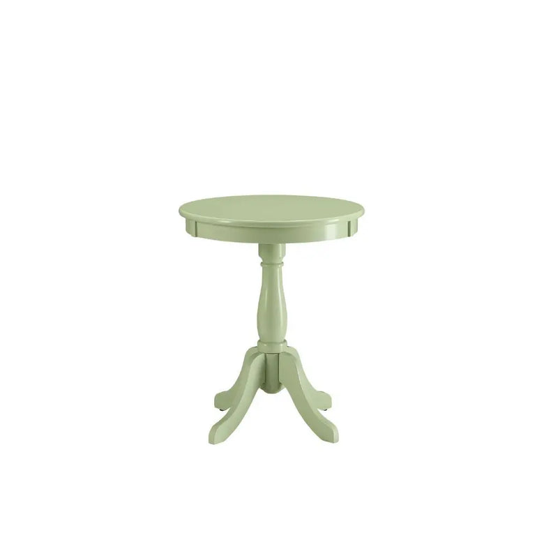 Light Green Solid Wooden Pedestal Side Table Homeroots Living Room