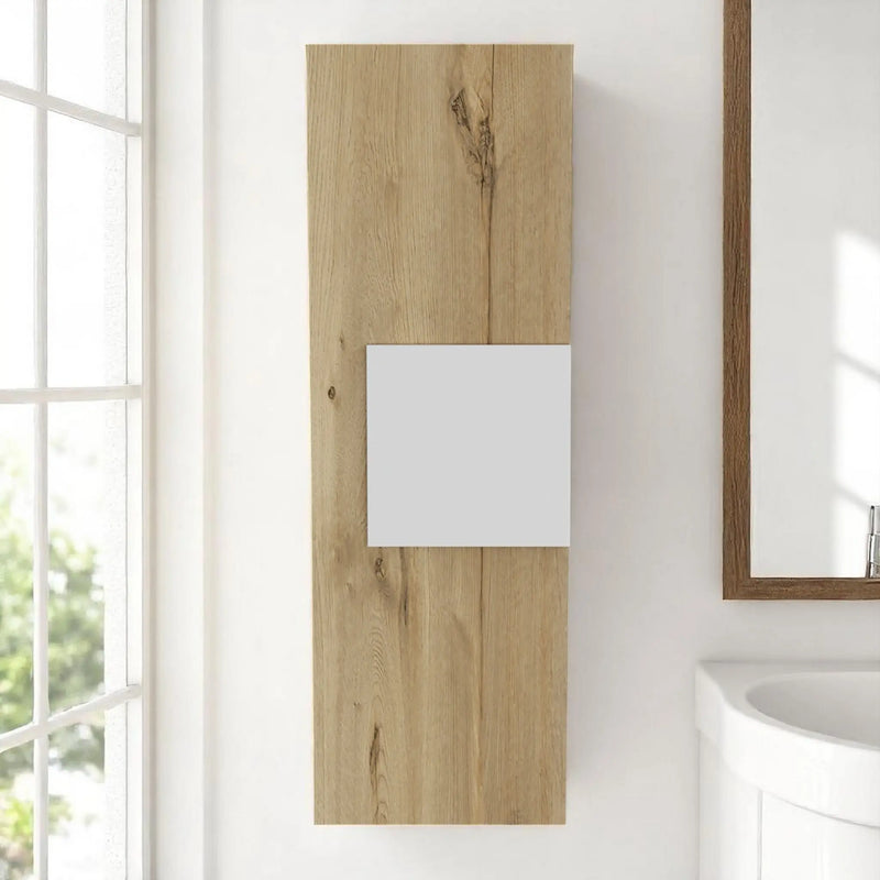 Light Oak and White Multi Purpose Vertical Hanging Cabinet Homeroots Kitchen & Dining