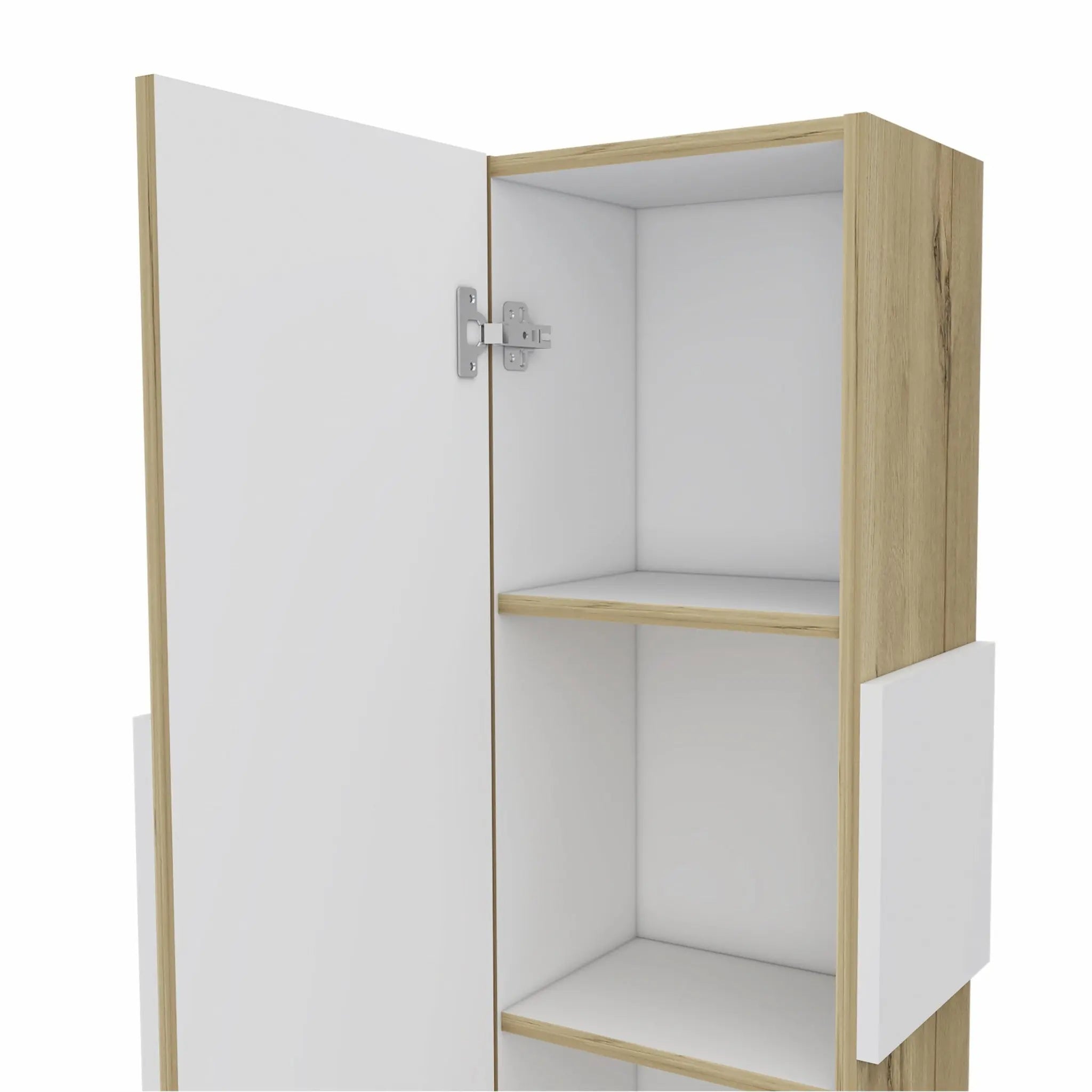Light Oak and White Multi Purpose Vertical Hanging Cabinet Homeroots Kitchen & Dining