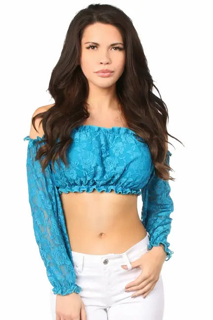 Lined Lace Long Sleeve Peasant Top Daisy Corsets