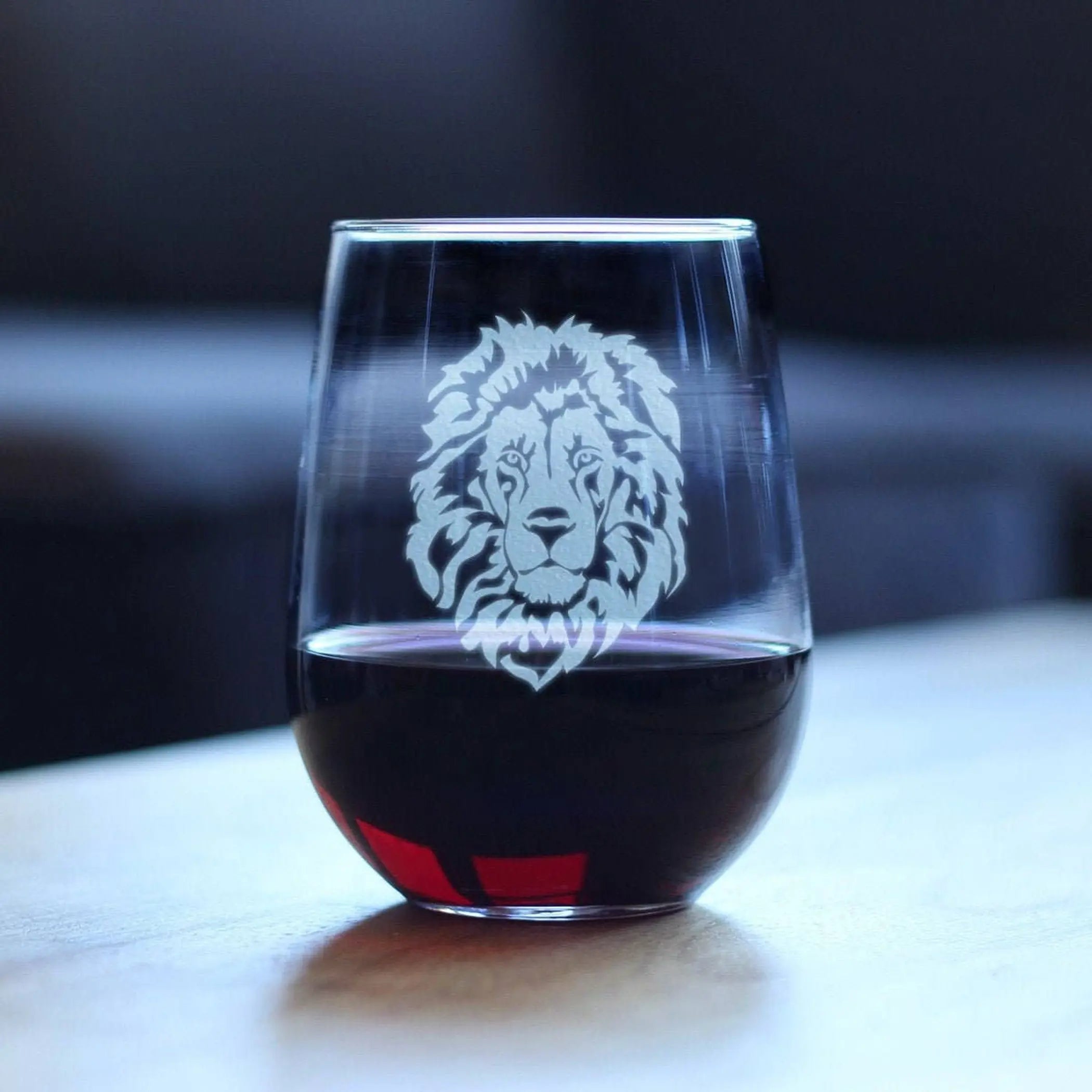 Lion Face Stemless Wine Glass - African Safari Gifts Bevvee