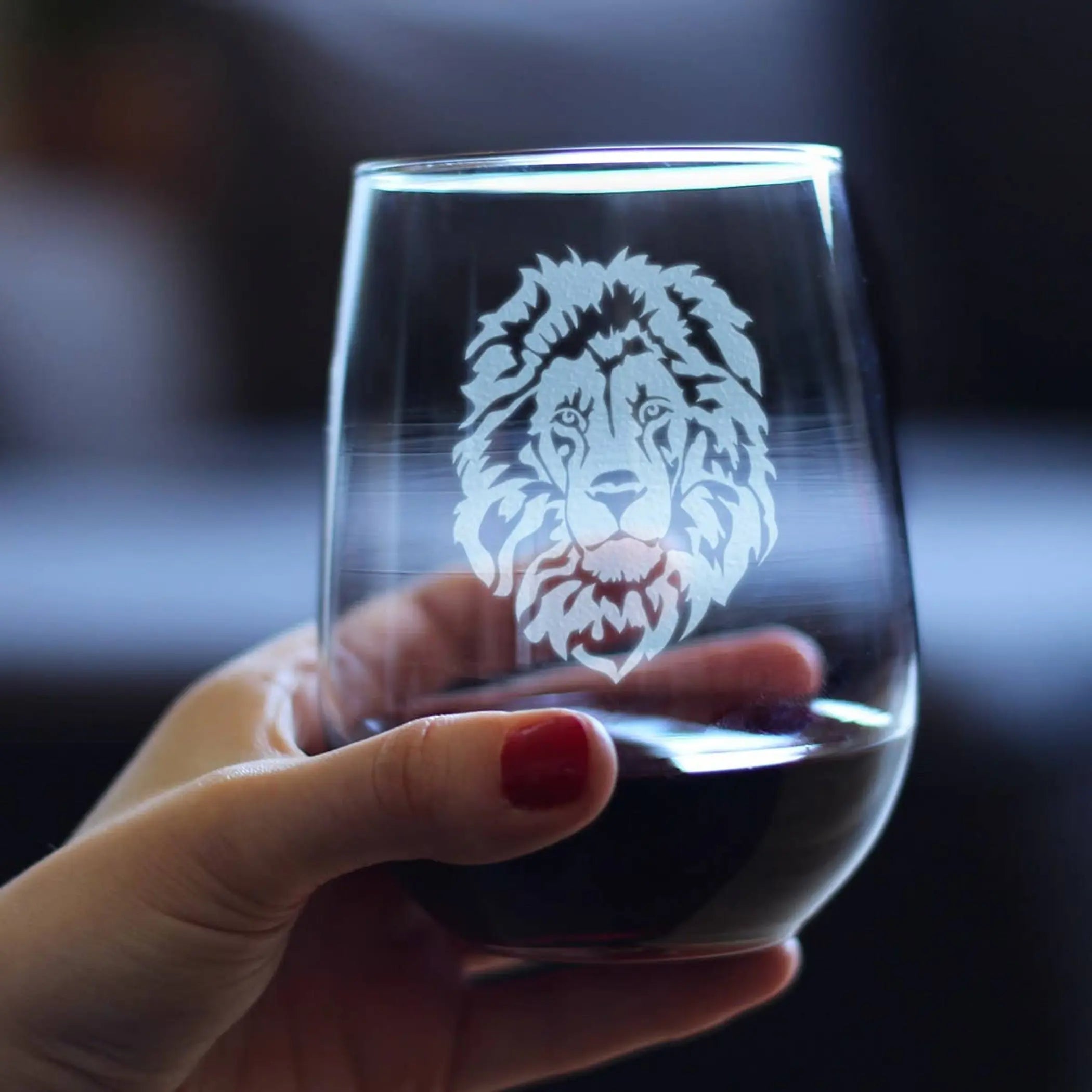 Lion Face Stemless Wine Glass - African Safari Gifts Bevvee