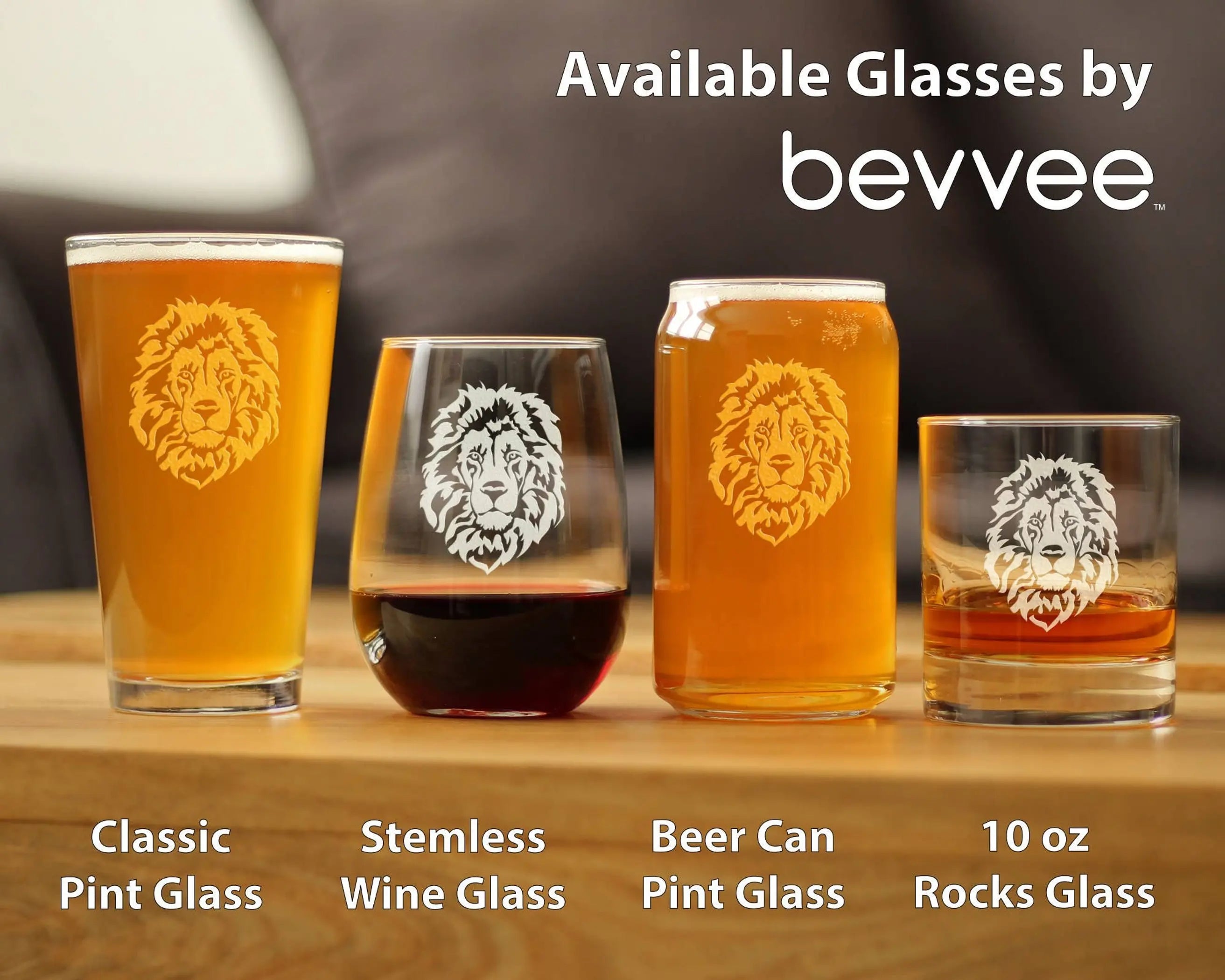 Lion Face Stemless Wine Glass - African Safari Gifts Bevvee