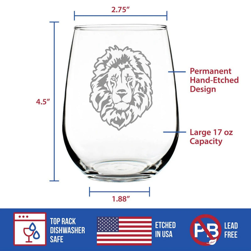 Lion Face Stemless Wine Glass - African Safari Gifts Bevvee